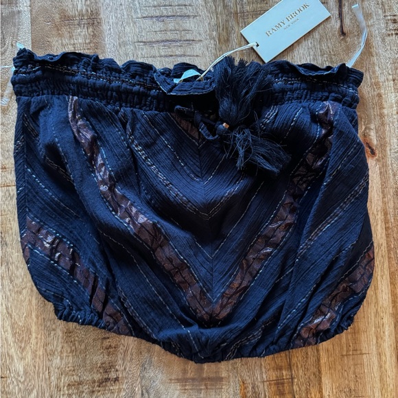 Ramy Brook Olivia Metallic Stripe Strapless tube top cotton beach Cover Up NWT - Picture 3 of 10